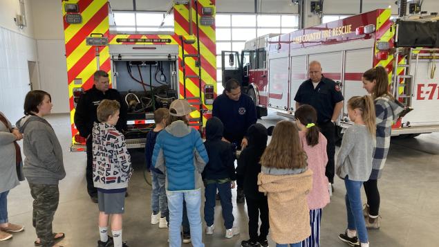 Home school students tour the fire hall
