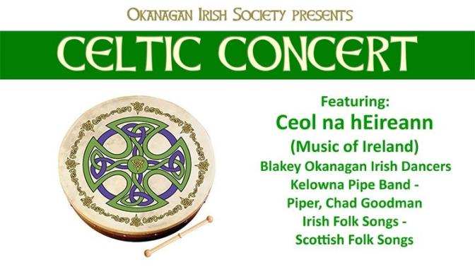 Concert title withtraditional Celtic drum decorated with a celtic knot design