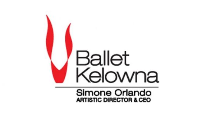 Ballet Kelowna Logo with stylised red ballet slipper and name text