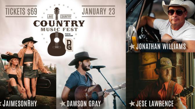 Collage of all the musical artists performing at the Lake Country Country Music Festival
