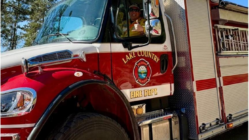fire truck with smiling driver