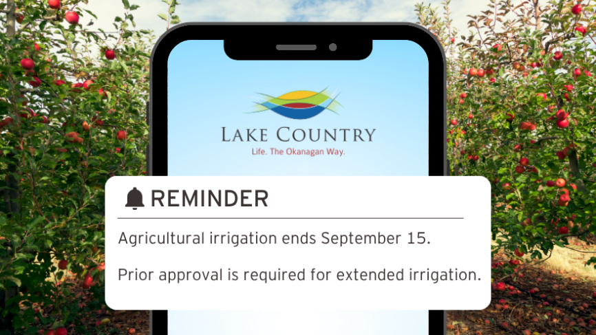 Reminder about the agricultural irrigation ending on September 15.