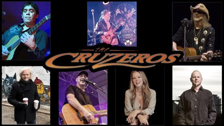 Collage of portraits of the band members of the Cruzeros