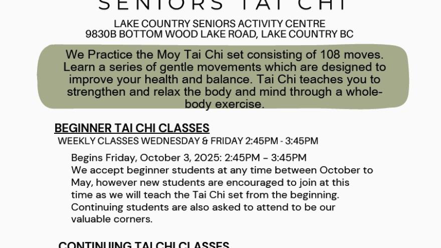 Seniors Centre Tai Chi class