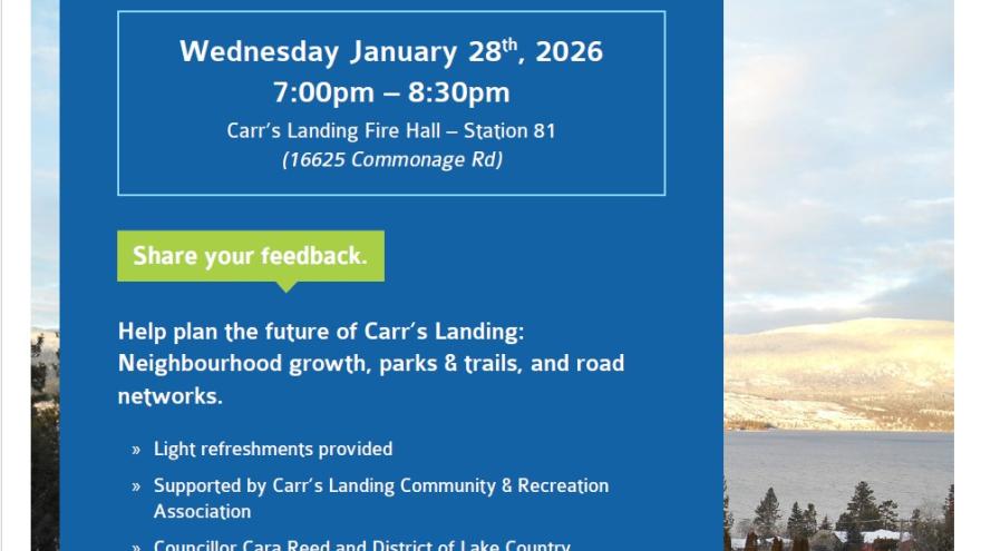 invitation for Carr's Landing neighbours to attend an open house January 28