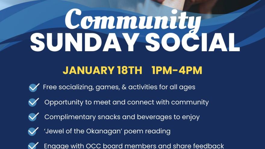 Community Sunday Social January 18 in Oyama