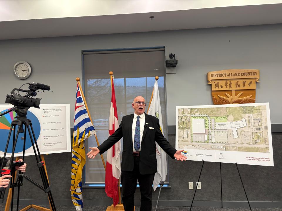 Mayor Ireland speaks to the media about an exciting property purchase in Lake Country