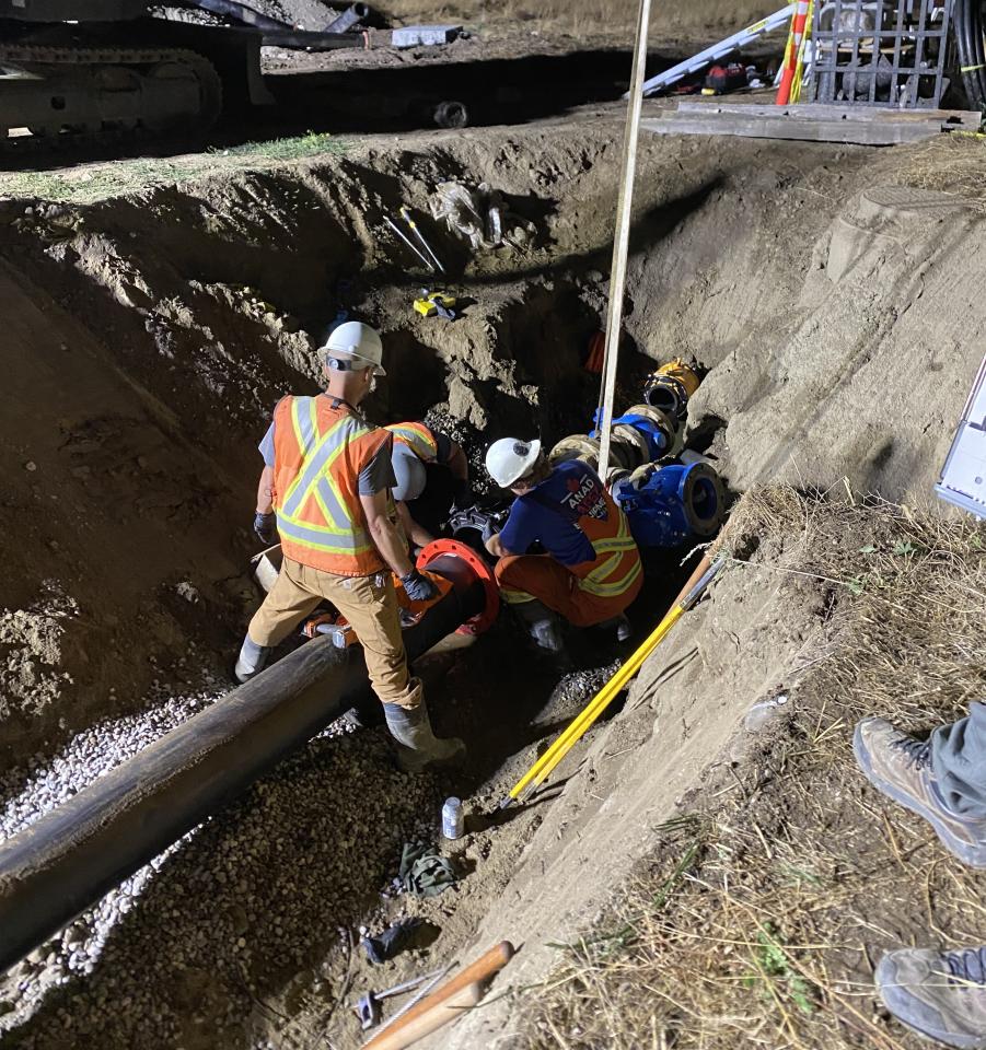 crews complete tie-in overnight