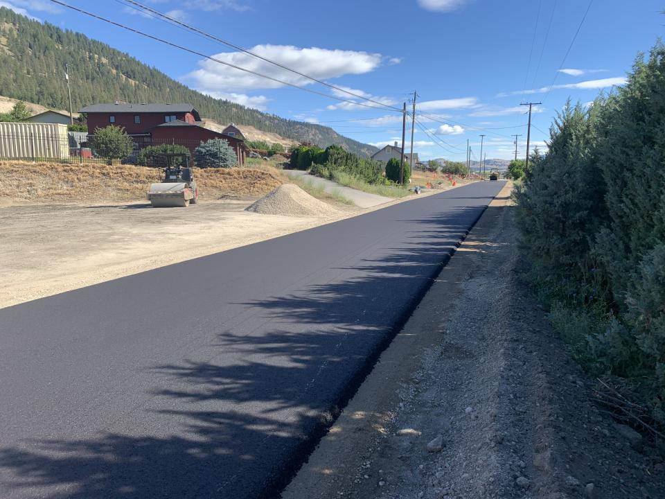 Photo of Old Mission Road in Lake Country freshly paved.