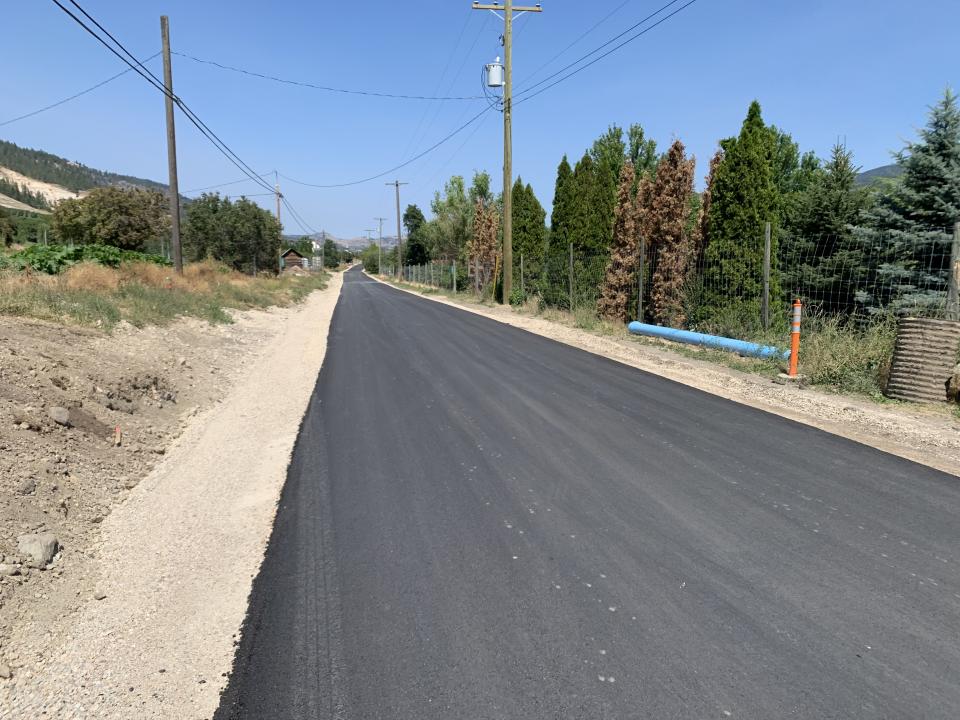 Photo of Old Mission Road in Lake Country freshly paved.