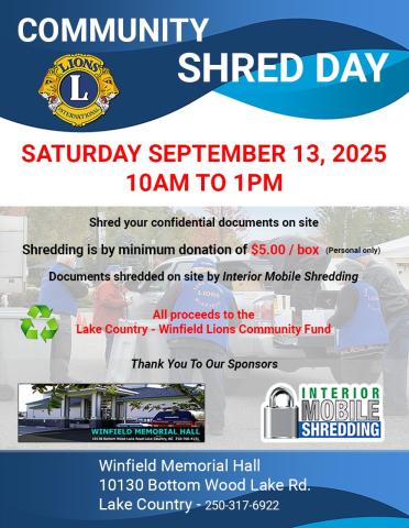 poster for September 13 community shred day