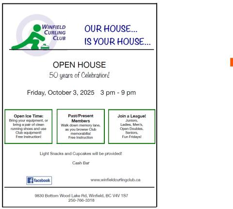 Curling Club October 3 2025 poster