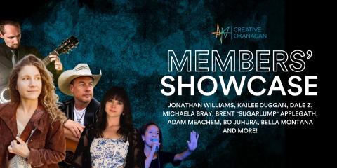 collage of artists performing in collaborative show with title text members showcase