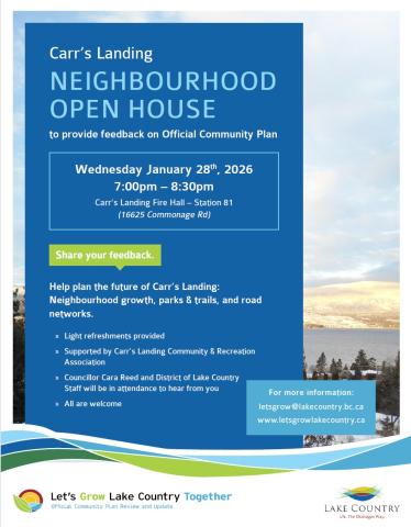 invitation for Carr's Landing neighbours to attend an open house January 28