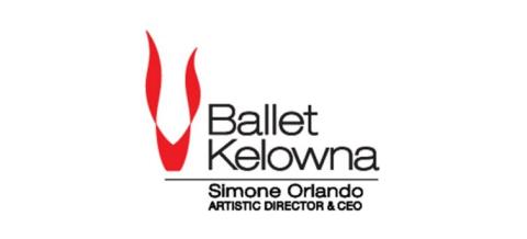 Ballet Kelowna Logo with stylised red ballet slipper and name text