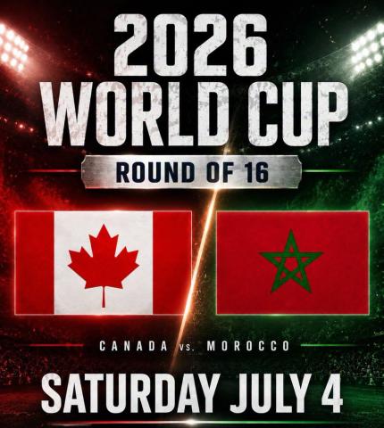 Canada and Morocco flag for July 4 2026 World Cup match poster