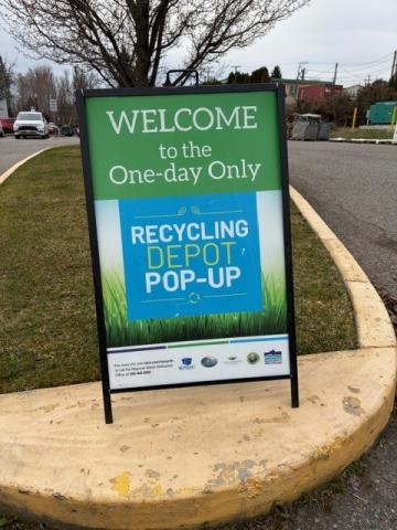 recycling pop-up depot sign