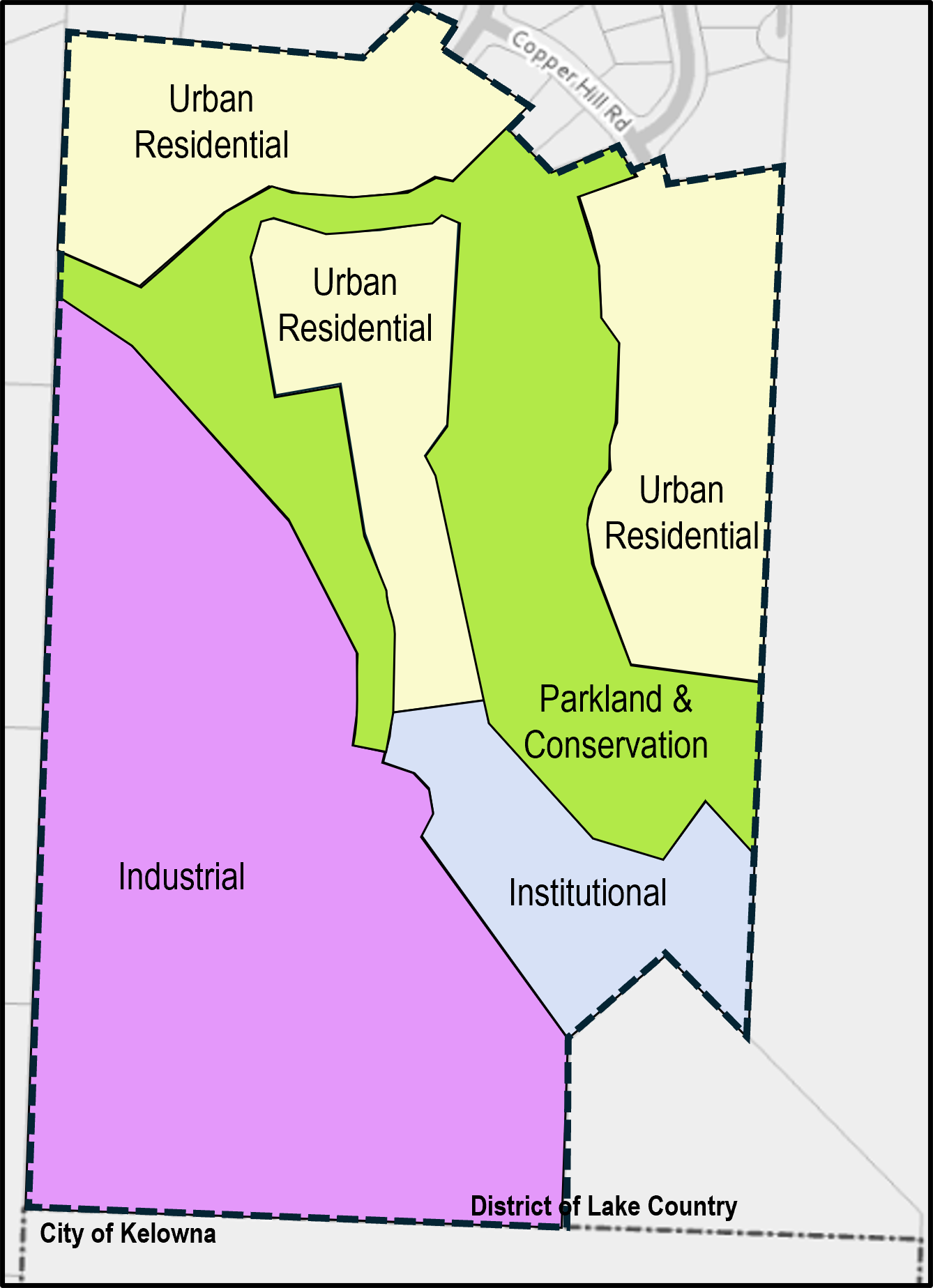 Official Community Plan Zoning Amendment map for Copper Hill