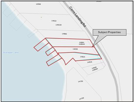 Temporary Use Permit map for Carrs Landing Road property