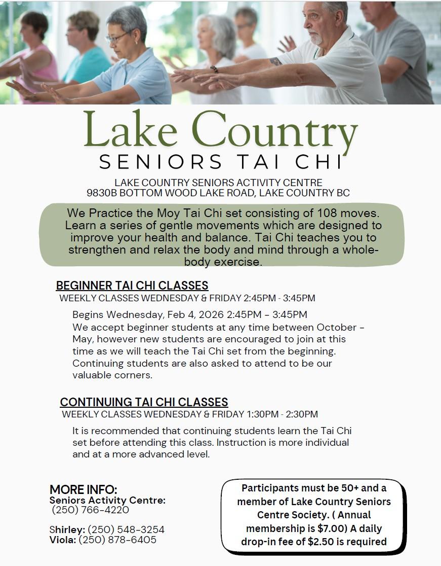Seniors Tai Chi poster for 2026