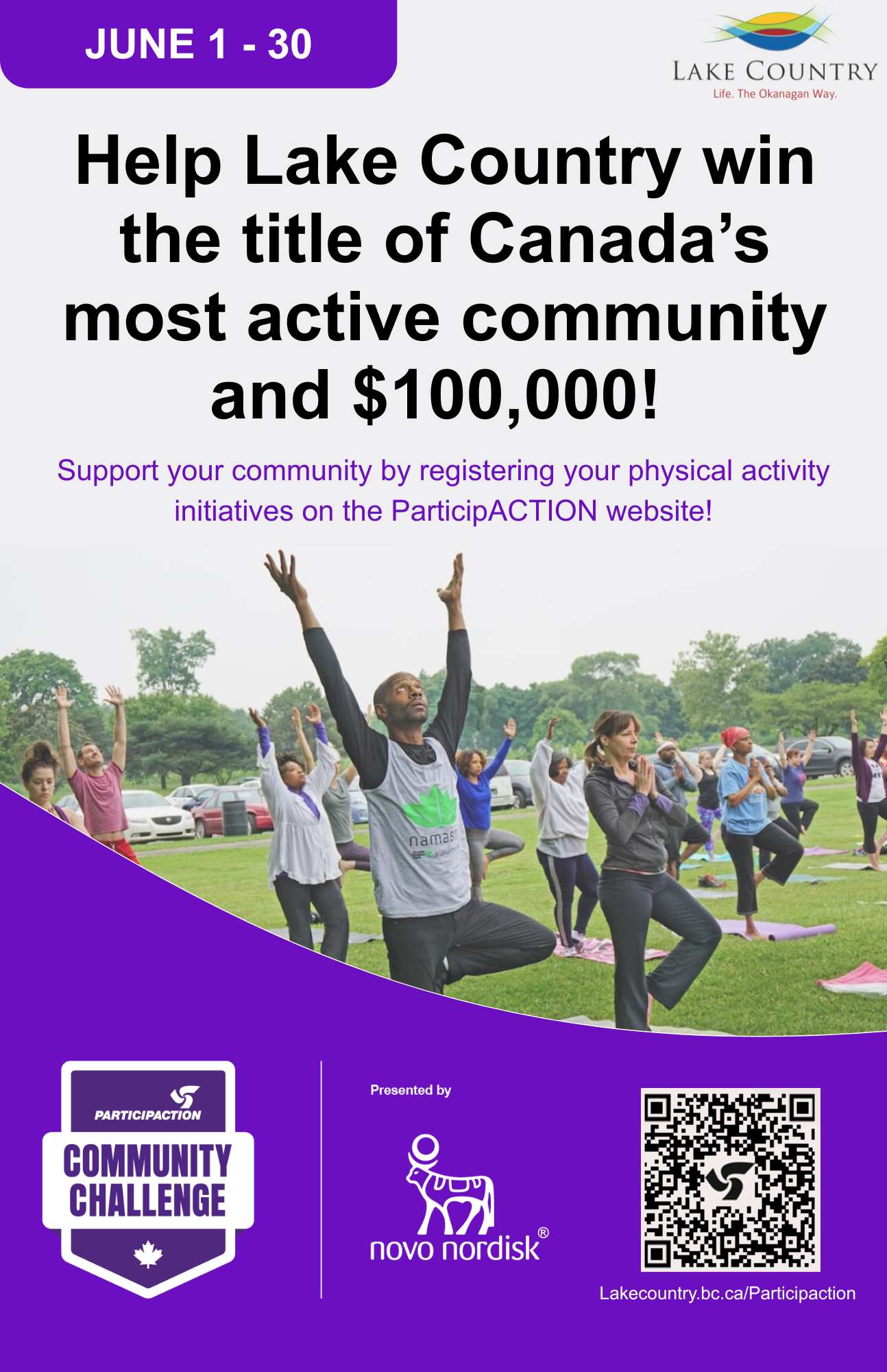 poster inviting community members to help Lake Country win the Participaction challenge